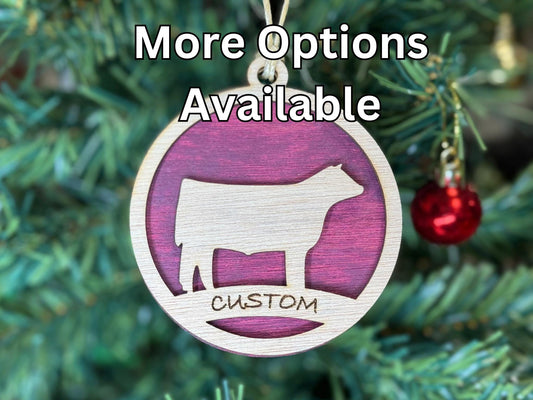 Cattle Ornaments for Christmas, livestock, animal, farm, rustic, wooden, gift idea, award, Cow, Steer, Heifer thank you gift, buyers gift