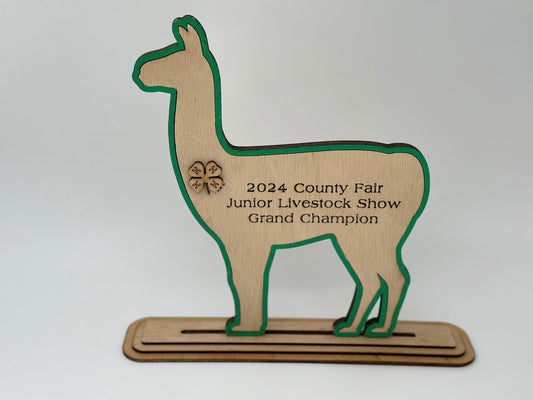 Llama Show Award for livestock show fairs and expos 4H 4-H Trophy
