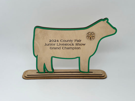 Cattle-Heifer Show Award for  livestock shows Cow Bovine Cattle 4H 4-H Trophy
