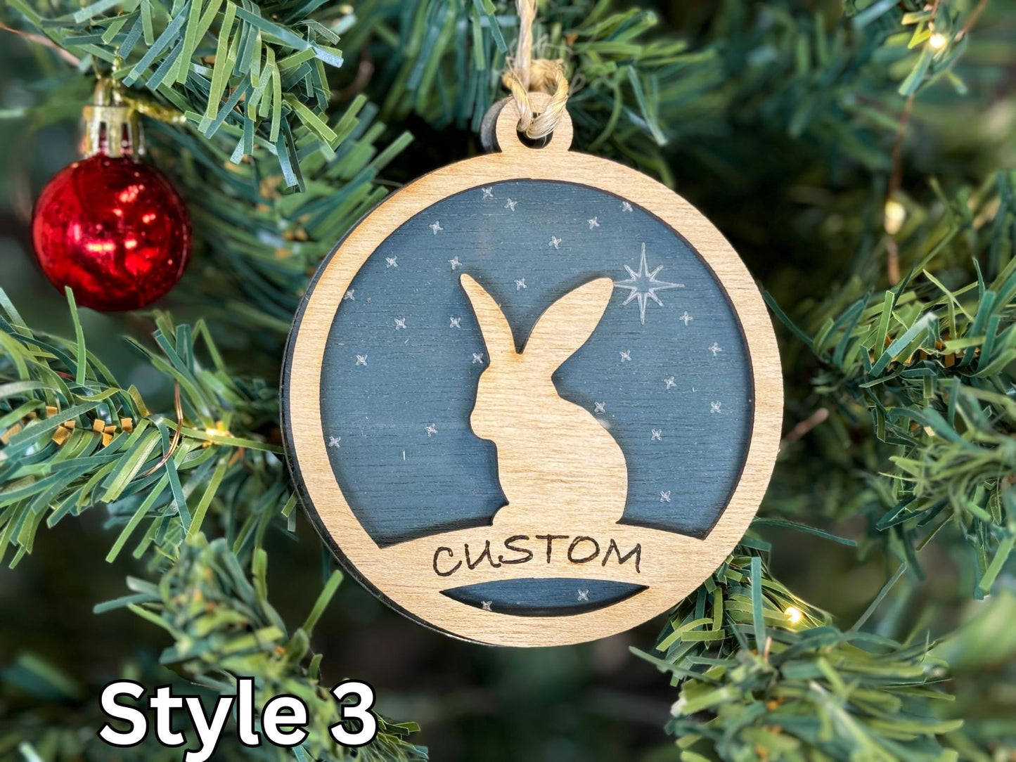 Rabbit Ornaments for Christmas, Thank you gift idea or 4H Club, livestock, animal, farm, rustic, wooden