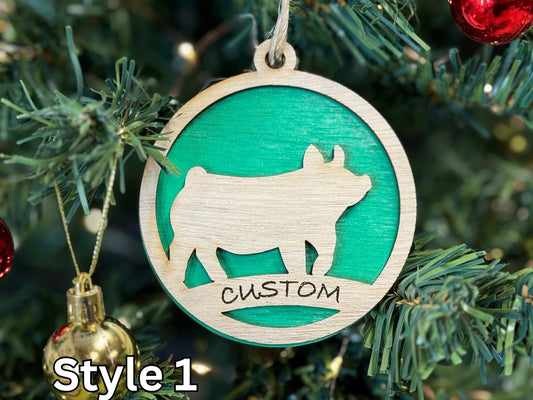 Pig Ornaments for Christmas, livestock, animal, farm, rustic, wooden, gift idea, hog boar sow swine barrow thank you gift or buyer gift