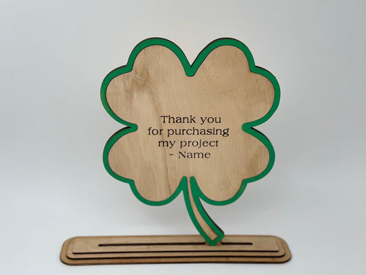 4-H Clover Handcrafted Wooden Buyers Thank You Gift or Sponsor Gift for Auctions Perfect County Fair Junior Livestock Show Award Trophy 4H