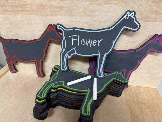 Nigerian Dwarf goat Chalk stall sign for livestock shows or county fairs market nigi alpine oberhasli dairy goat