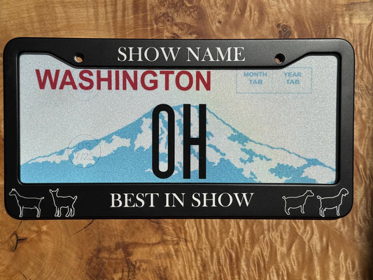 Livestock show award license plate cover for farm animal lovers and unique show awards