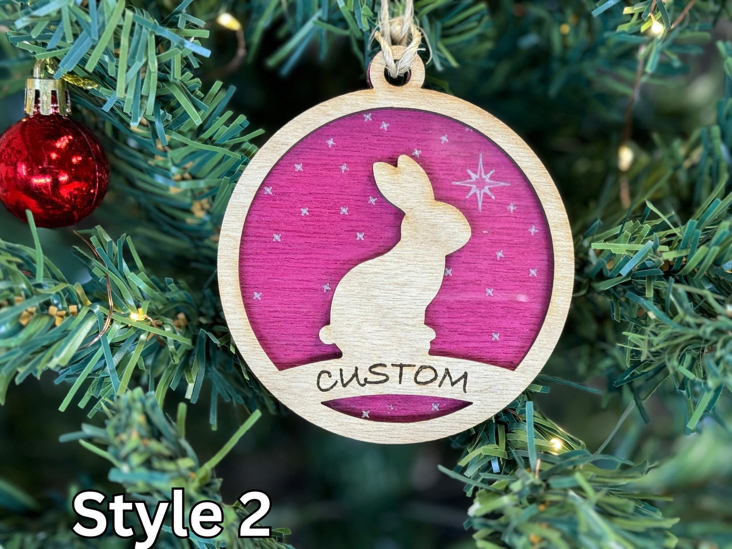 Rabbit Ornaments for Christmas, Thank you gift idea or 4H Club, livestock, animal, farm, rustic, wooden