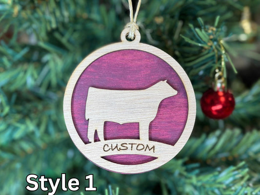 Cattle Ornaments for Christmas, livestock, animal, farm, rustic, wooden, gift idea, award, Cow, Steer, Heifer thank you gift, buyers gift
