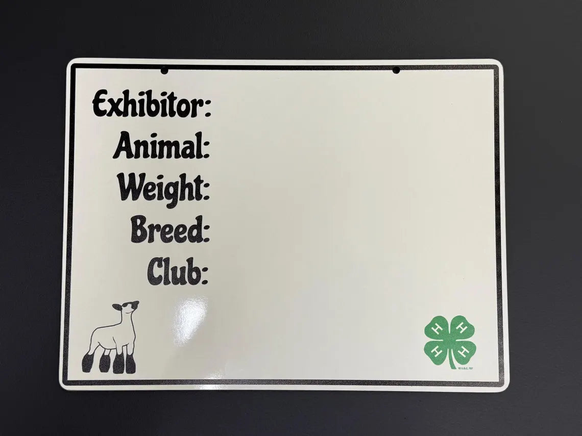 Livestock Show Whiteboard Sign close-up