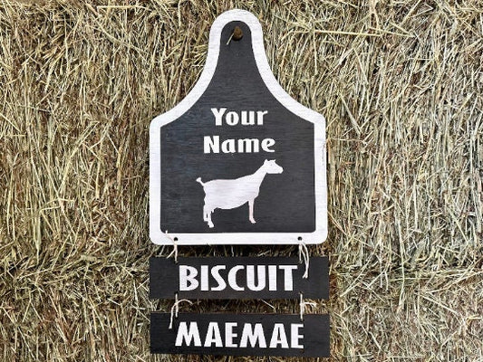 Custom Farm Animal Stall Name Tag: 4-H Livestock Show, Home Farm