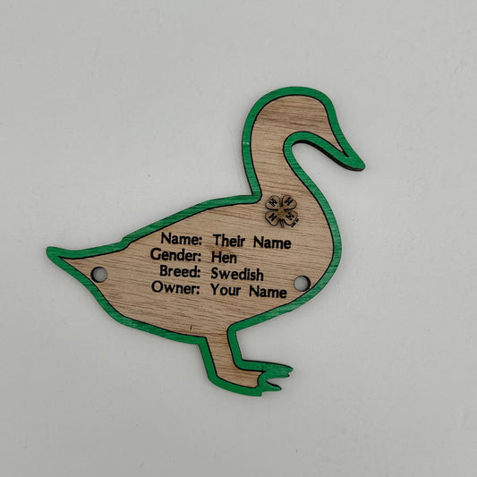 Duck Cage Tag: 5" Livestock Show Pen Name Plate