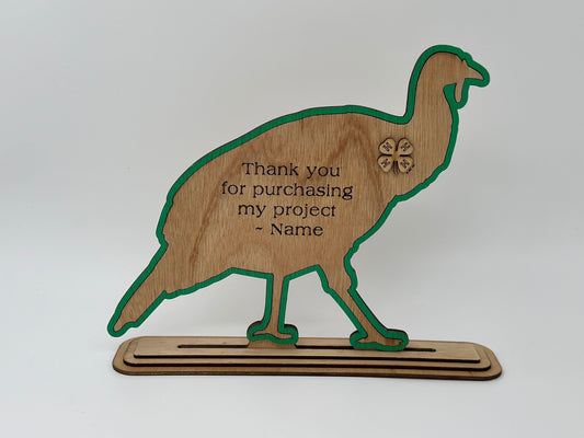 Personalized Turkey Trophy: Wooden Livestock Show Award, Buyer Thank You Gift