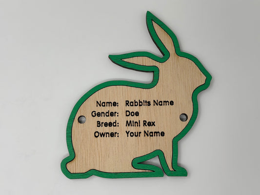 5" Rabbit cage tag pen stall name plate label for livestock shows bunny hutch