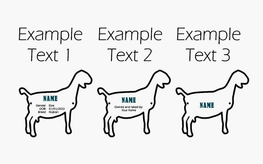 Customizable Nubian Goat Stall tag or name plate label for fairs and livestock shows