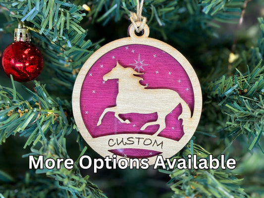 Horse Christmas Ornament: Rustic Wooden Farm Animal Gift