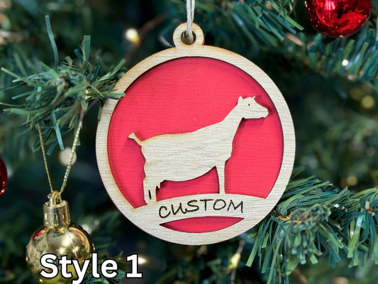 Rustic Wooden Goat Christmas Ornament: Farm Animal Gift