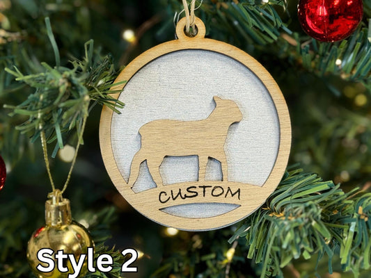 Sheep Lamb Christmas Ornament: Rustic Wooden Farm Animal Gift