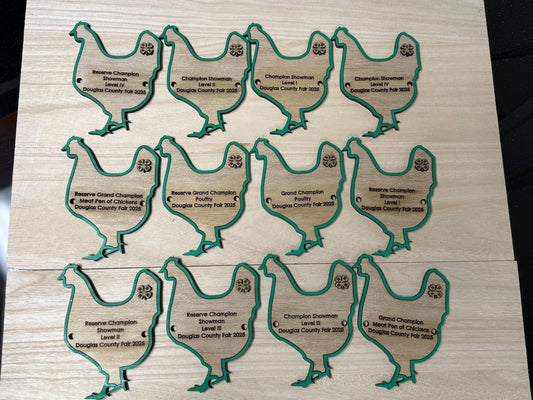 Chicken Cage Tag: 5" Pen Stall Name Plate for Poultry Shows