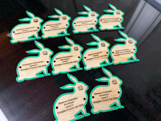 5" Rabbit cage tag pen stall name plate label for livestock shows bunny hutch