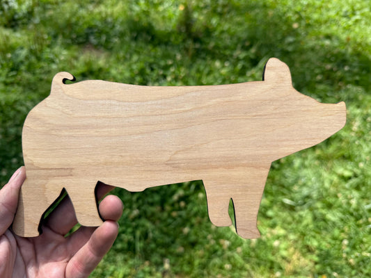 Wood Hog Cutout: DIY Farm Sign, 4H Project (9.7" x 5.2")