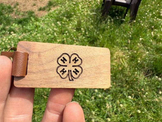 Engraved Walnut 4H Keychain: Livestock Show Buyer Gift