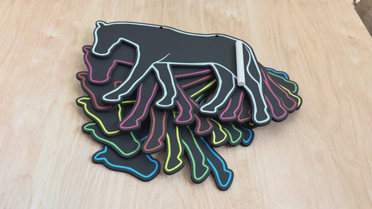 Horse Chalkboard Sign, 11x7 Stall Name Plate, Custom Color Outline, Reusable Message Board, Barn Decor, Gift for Horse Lovers